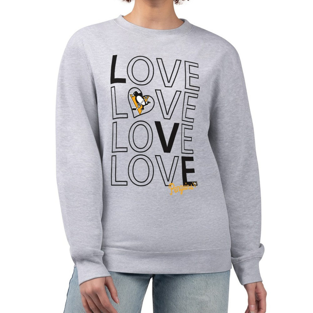 Pittsburgh Penguins G-III 4Her by Carl Banks Women's Lots Of Love Team Logo Graphic Pullover Sweatshirt Heather Gray