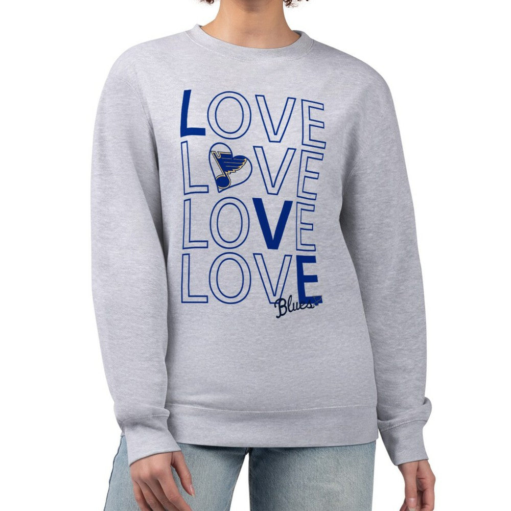 St. Louis Blues - G-III 4Her by Carl Banks Women's Lots Of Love Team Logo Graphic Pullover Sweatshirt Heather Gray