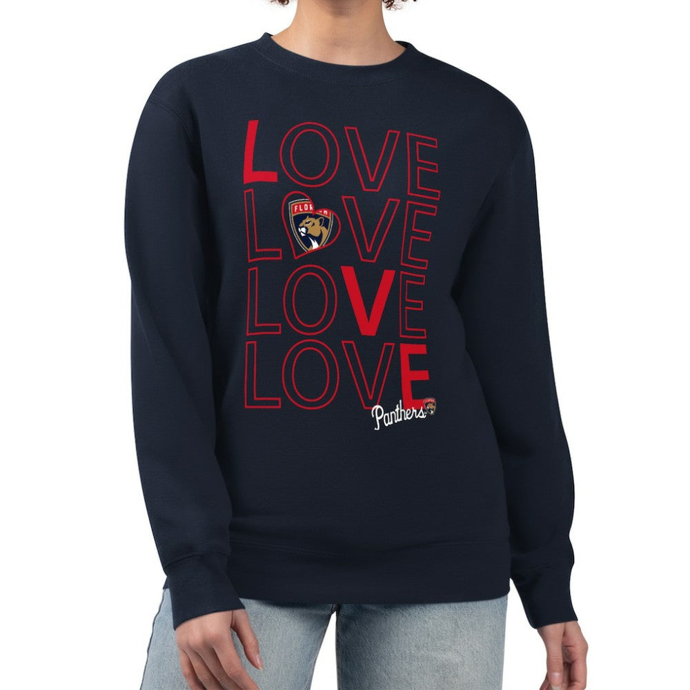 Florida Panthers - G-III 4Her by Carl Banks Women's Lots Of Love Team Logo Graphic Pullover Sweatshirt Navy