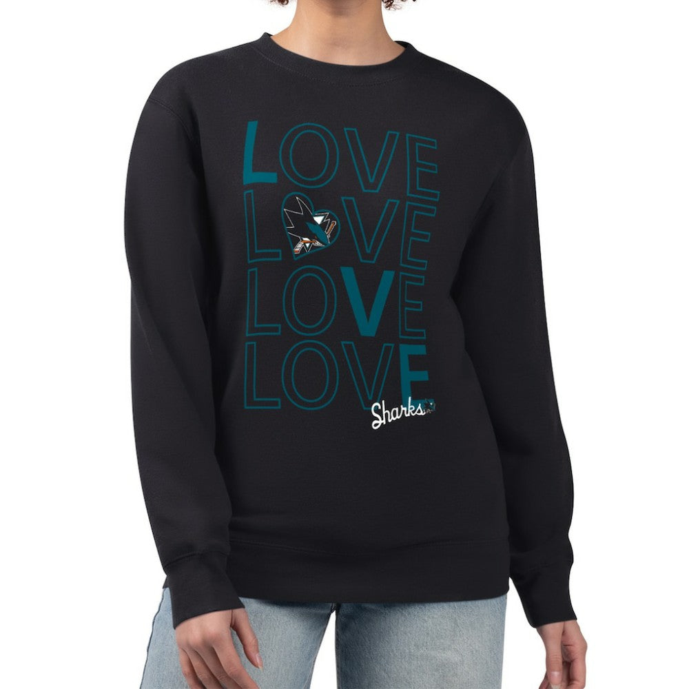 San Jose Sharks - G-III 4Her by Carl Banks Women's Lots Of Love Team Logo Graphic Pullover Sweatshirt Black