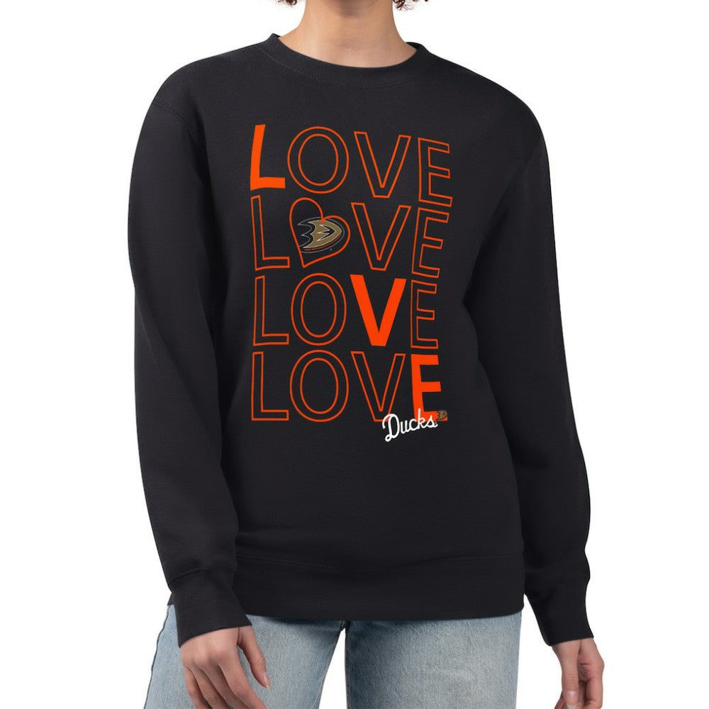 Anaheim Ducks - G-III 4Her by Carl Banks Women's Lots Of Love Team Logo Graphic Pullover Sweatshirt Black