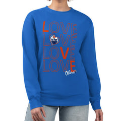 Edmonton Oilers - G-III 4Her by Carl Banks Women's Lots Of Love Team Logo Graphic Pullover Sweatshirt Royal