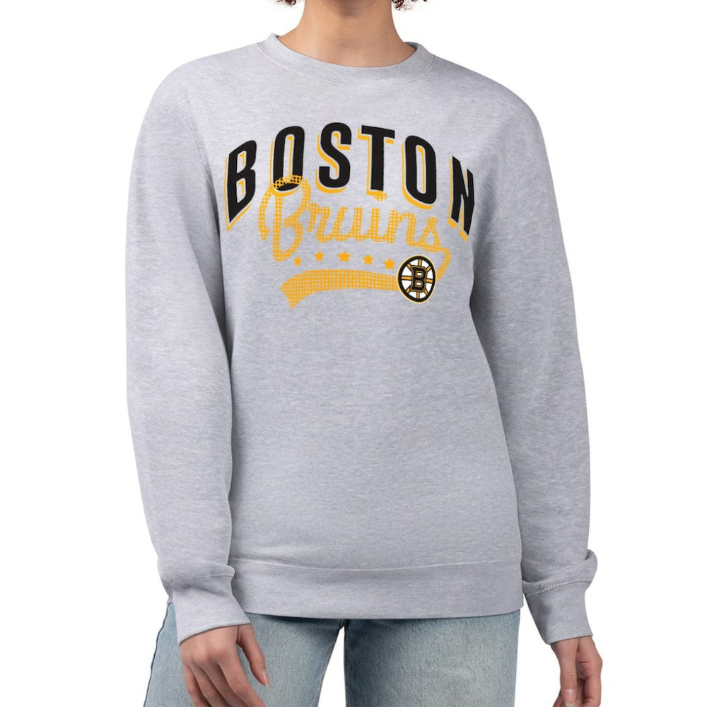 Boston Bruins G-III 4Her by Carl Banks Women's Filigree Team Graphic Fleece Pullover Sweatshirt Heather Gray