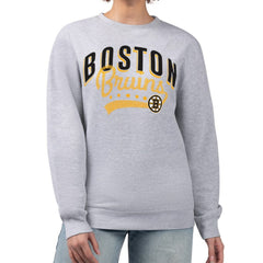 Boston Bruins G-III 4Her by Carl Banks Women's Filigree Team Graphic Fleece Pullover Sweatshirt Heather Gray