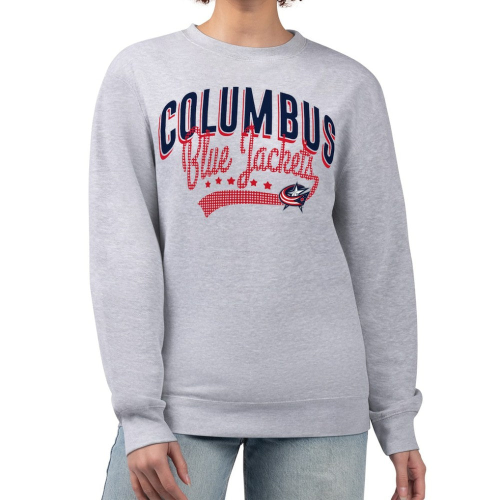 Columbus Blue Jackets - G-III 4Her by Carl Banks Women's Filigree Team Graphic Fleece Pullover Sweatshirt Heather Gray
