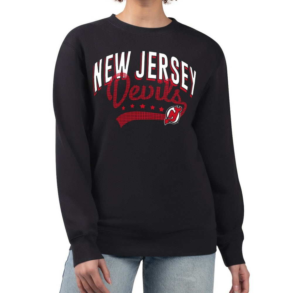 New Jersey Devils - G-III 4Her by Carl Banks Women's Filigree Team Graphic Fleece Pullover Sweatshirt Black