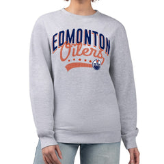 Edmonton Oilers - G-III 4Her by Carl Banks Women's Filigree Team Graphic Fleece Pullover Sweatshirt Heather Gray