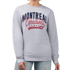 Montreal Canadiens - G-III 4Her by Carl Banks Women's Filigree Team Graphic Fleece Pullover Sweatshirt Heather Gray