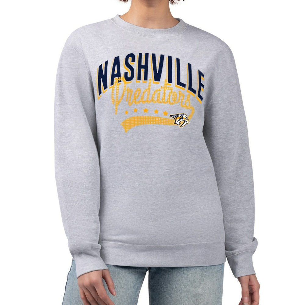 Nashville Predators - G-III 4Her by Carl Banks Women's Filigree Team Graphic Fleece Pullover Sweatshirt Heather Gray