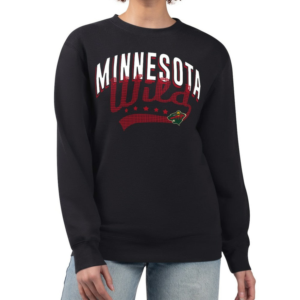 Minnesota Wild - G-III 4Her by Carl Banks Women's Filigree Team Graphic Fleece Pullover Sweatshirt Black