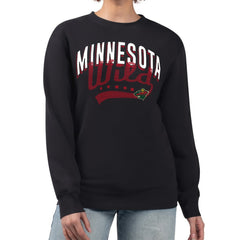 Minnesota Wild - G-III 4Her by Carl Banks Women's Filigree Team Graphic Fleece Pullover Sweatshirt Black