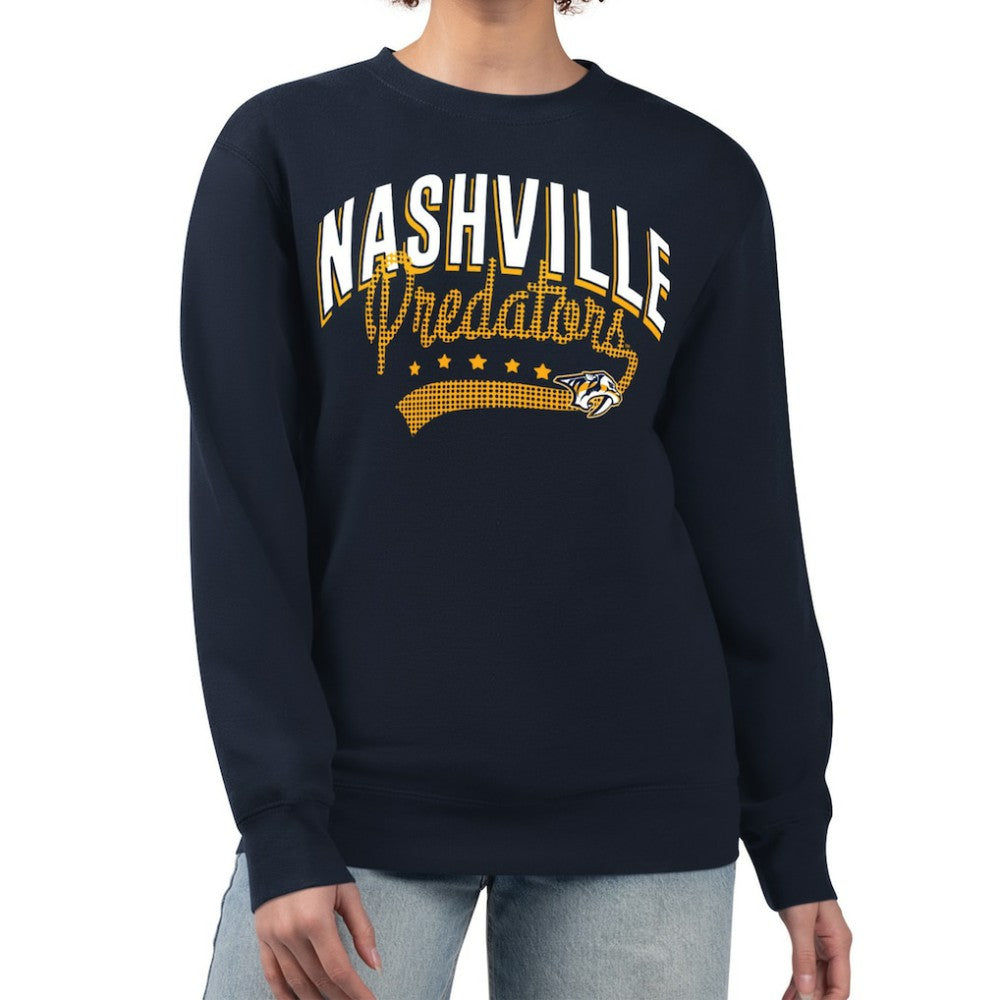 Nashville Predators - G-III 4Her by Carl Banks Women's Filigree Team Graphic Fleece Pullover Sweatshirt Navy