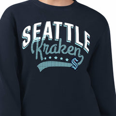 Seattle Kraken G-III 4Her by Carl Banks Women's Filigree Team Graphic Fleece Pullover Sweatshirt Deep Sea Blue