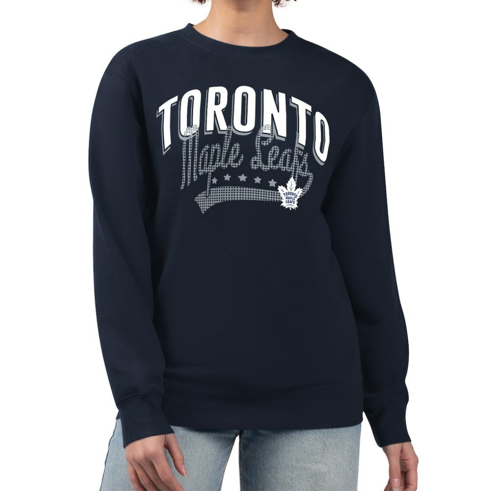 Toronto Maple Leafs - G-III 4Her by Carl Banks Women's Filigree Team Graphic Fleece Pullover Sweatshirt Navy
