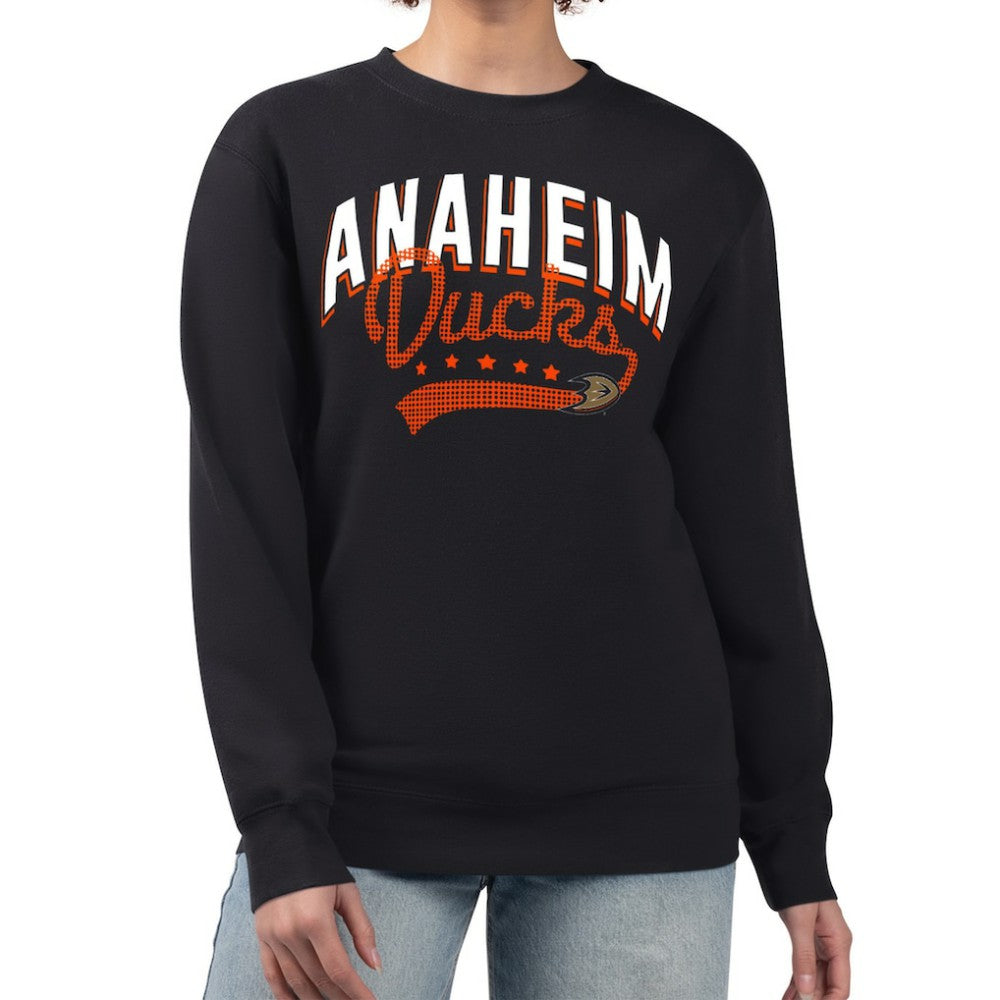 Anaheim Ducks - G-III 4Her by Carl Banks Women's Filigree Team Graphic Fleece Pullover Sweatshirt Black