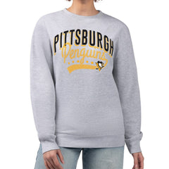 Pittsburgh Penguins G-III 4Her by Carl Banks Women's Filigree Team Graphic Fleece Pullover Sweatshirt Heather Gray