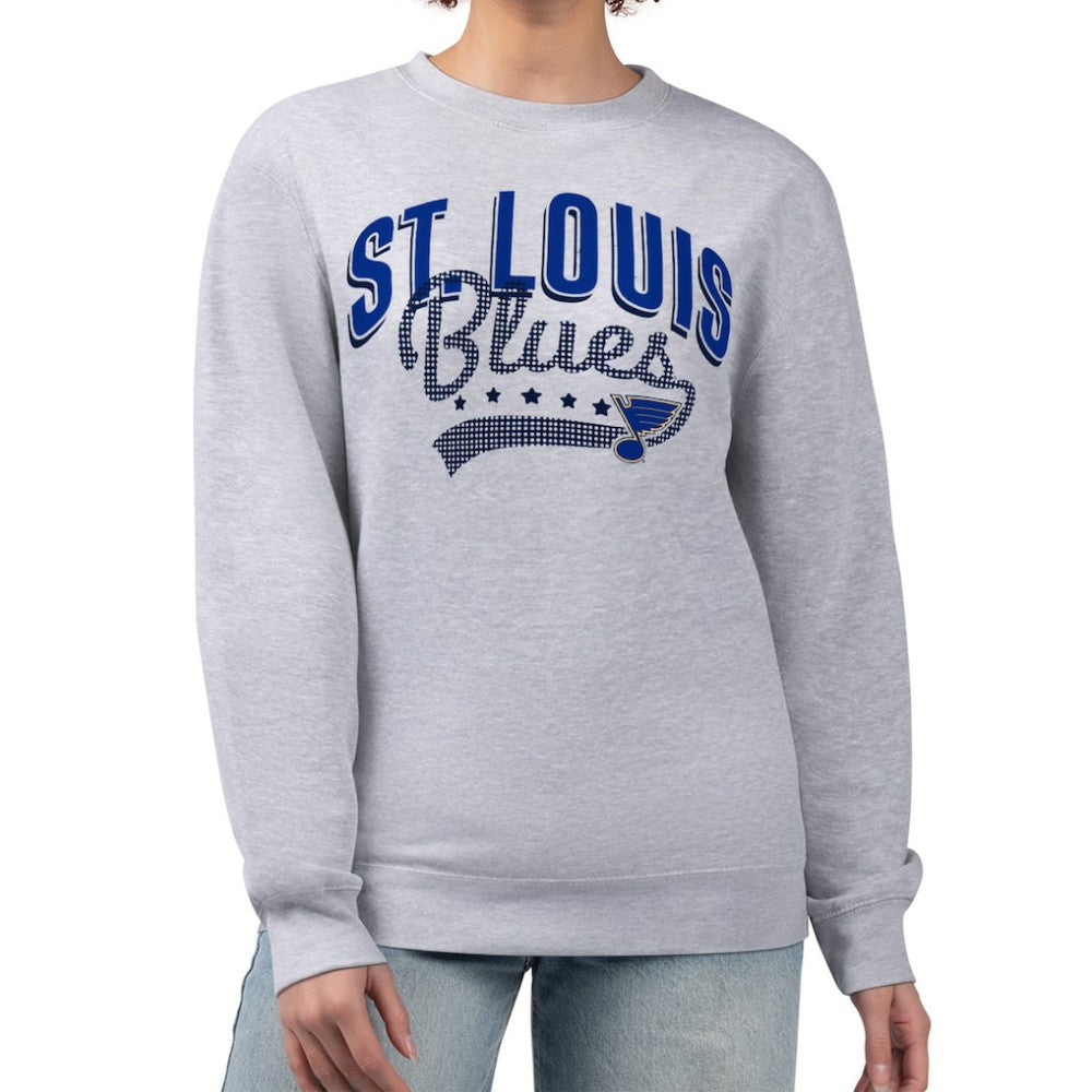 St. Louis Blues - G-III 4Her by Carl Banks Women's Filigree Team Graphic Fleece Pullover Sweatshirt Heather Gray