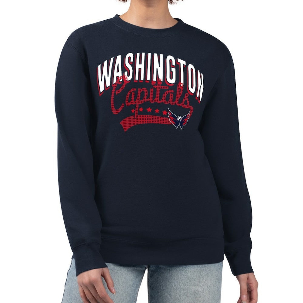 Washington Capitals G-III 4Her by Carl Banks Women's Filigree Team Graphic Fleece Pullover Sweatshirt Navy