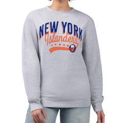 New York Islanders - G-III 4Her by Carl Banks Women's Filigree Team Graphic Fleece Pullover Sweatshirt Heather Gray