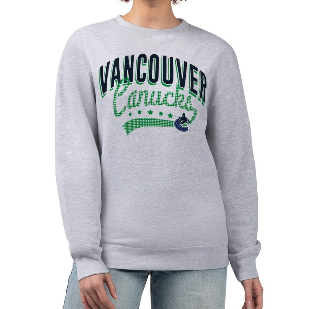 Vancouver Canucks - G-III 4Her by Carl Banks Women's Filigree Team Graphic Fleece Pullover Sweatshirt Heather Gray