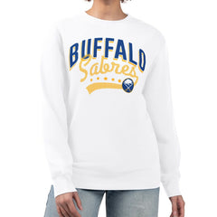 Buffalo Sabres - G-III 4Her by Carl Banks Women's Filigree Team Graphic Fleece Pullover Sweatshirt White