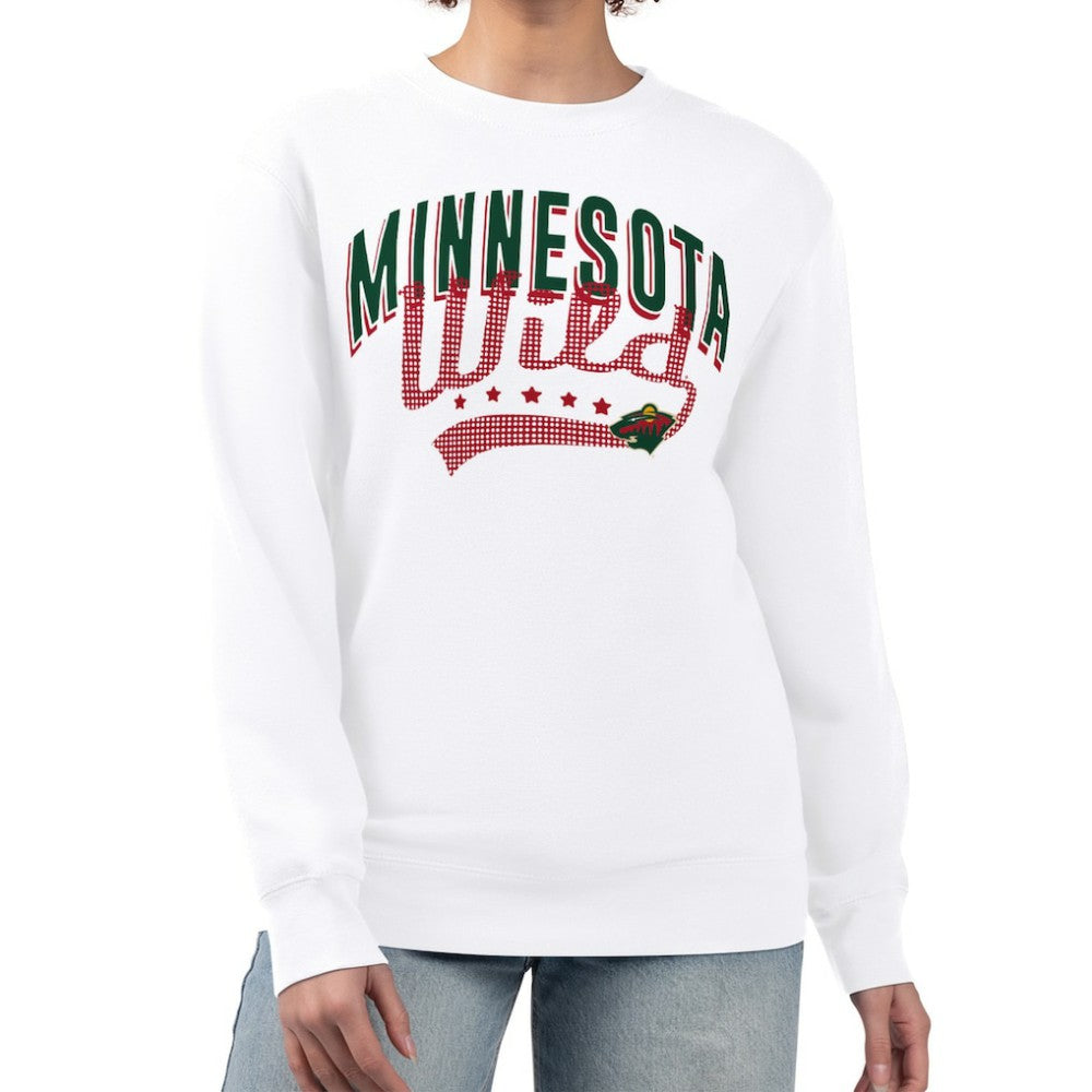 Minnesota Wild - G-III 4Her by Carl Banks Women's Filigree Team Graphic Fleece Pullover Sweatshirt White