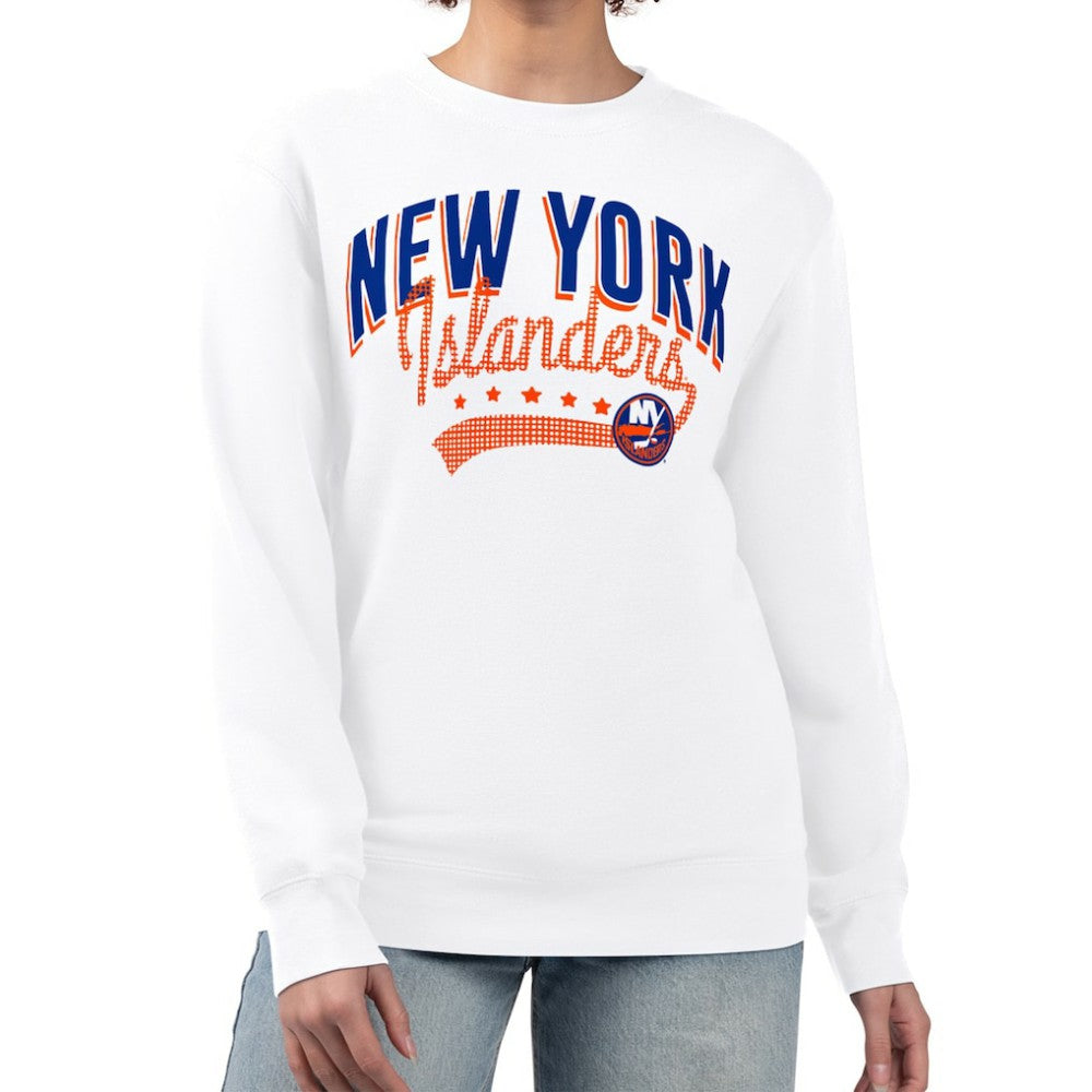 New York Islanders - G-III 4Her by Carl Banks Women's Filigree Team Graphic Fleece Pullover Sweatshirt White