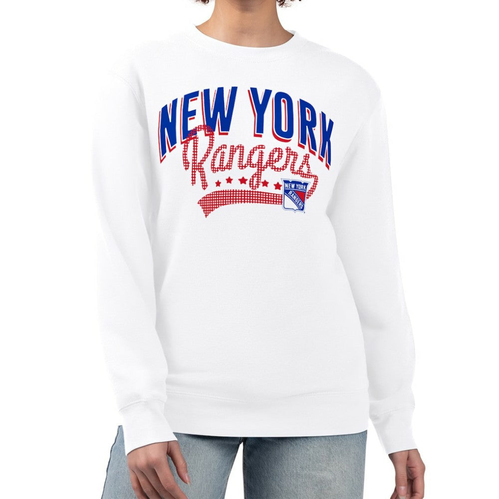 New York Rangers G-III 4Her by Carl Banks Women's Filigree Team Graphic Fleece Pullover Sweatshirt White