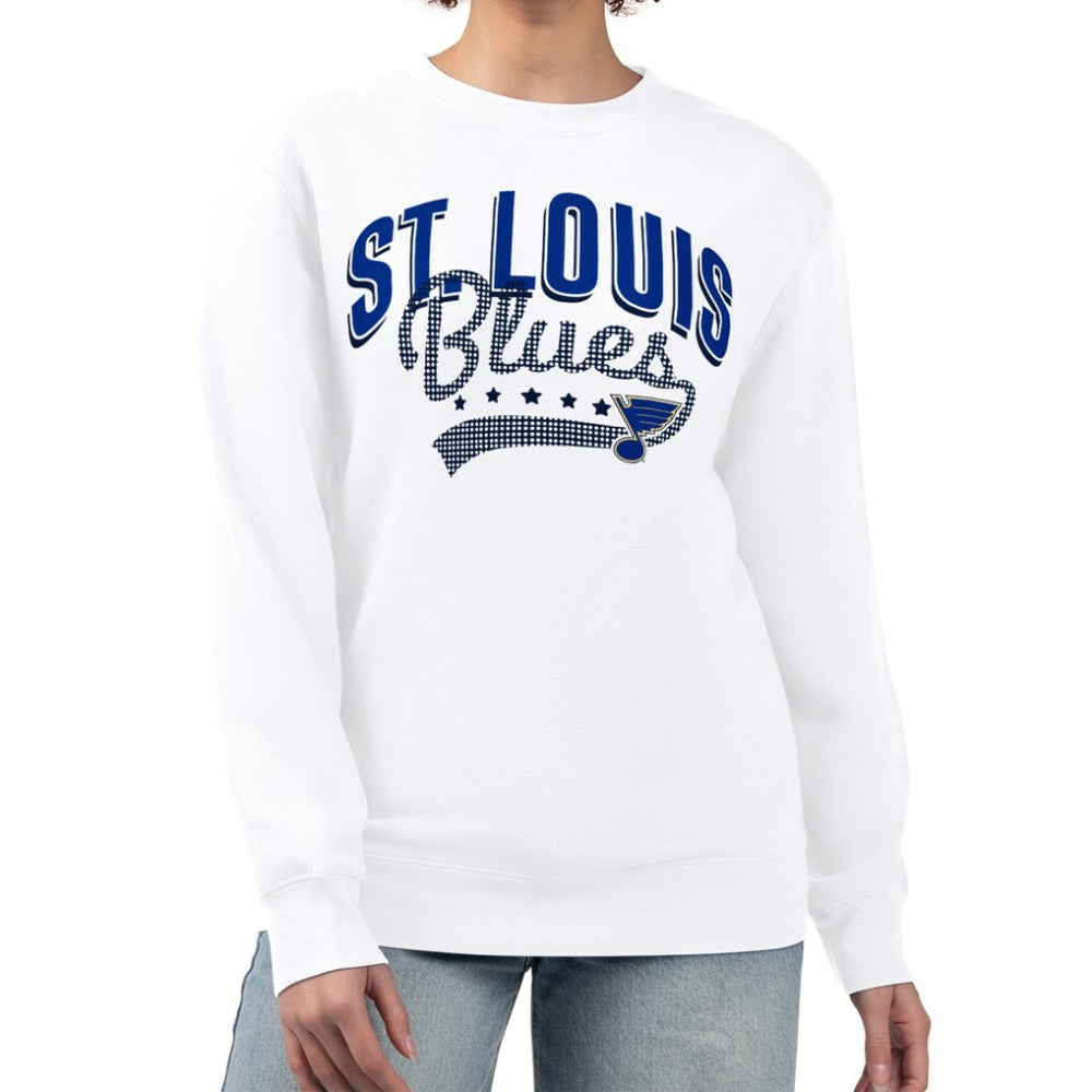 St. Louis Blues - G-III 4Her by Carl Banks Women's Filigree Team Graphic Fleece Pullover Sweatshirt White