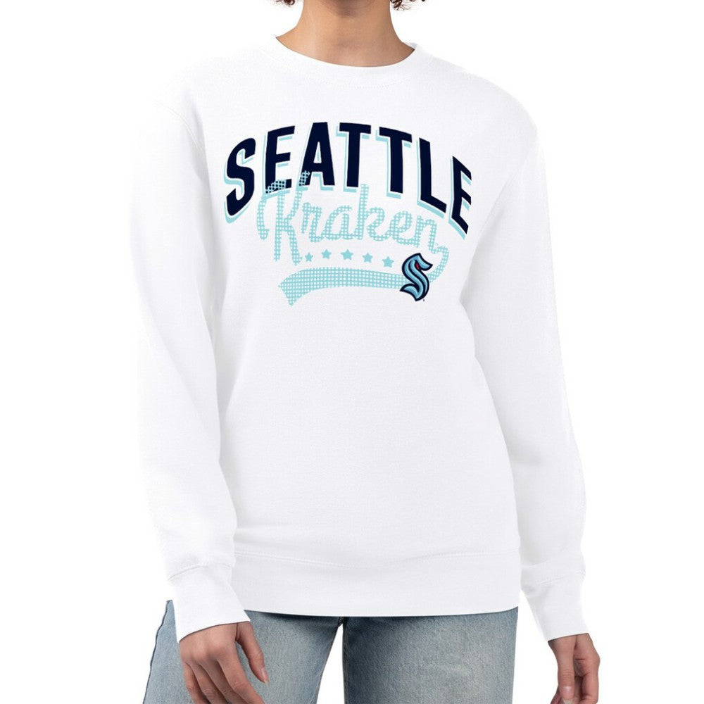 Seattle Kraken G-III 4Her by Carl Banks Women's Filigree Team Graphic Fleece Pullover Sweatshirt White