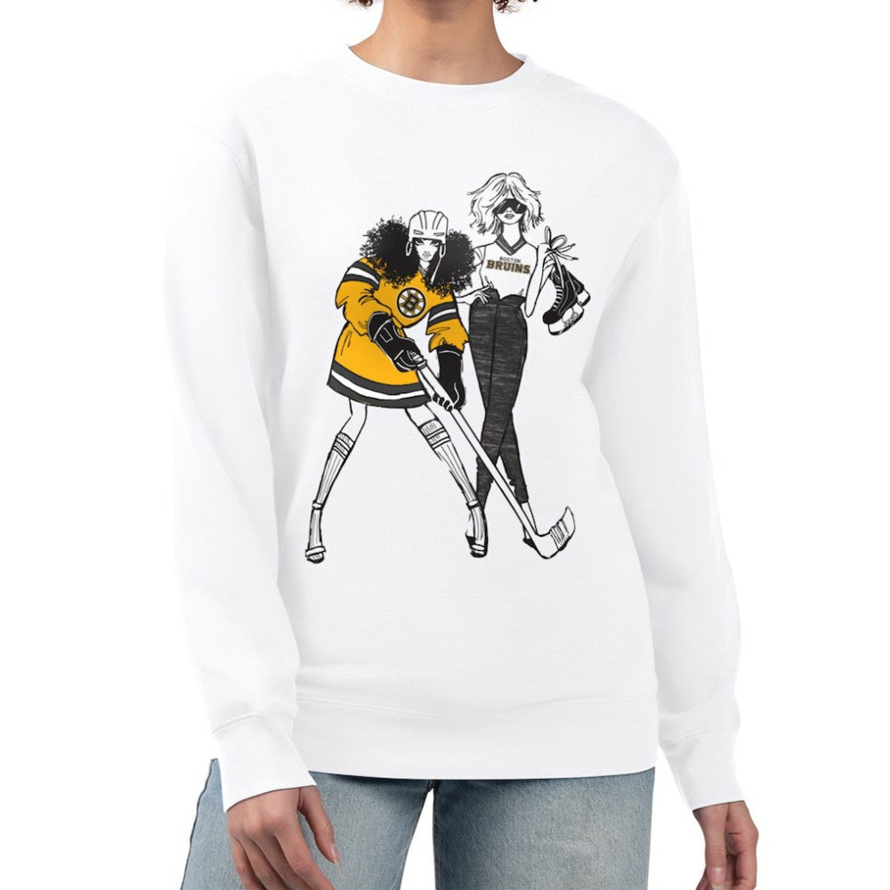 Boston Bruins G-III 4Her by Carl Banks Women's Hockey Girls Team Graphic Fleece Pullover Sweatshirt White