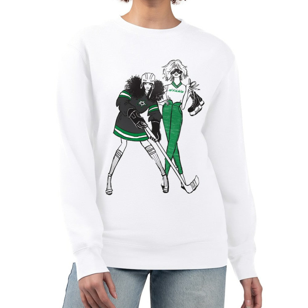 Dallas Stars - G-III 4Her by Carl Banks Women's Hockey Girls Team Graphic Fleece Pullover Sweatshirt White