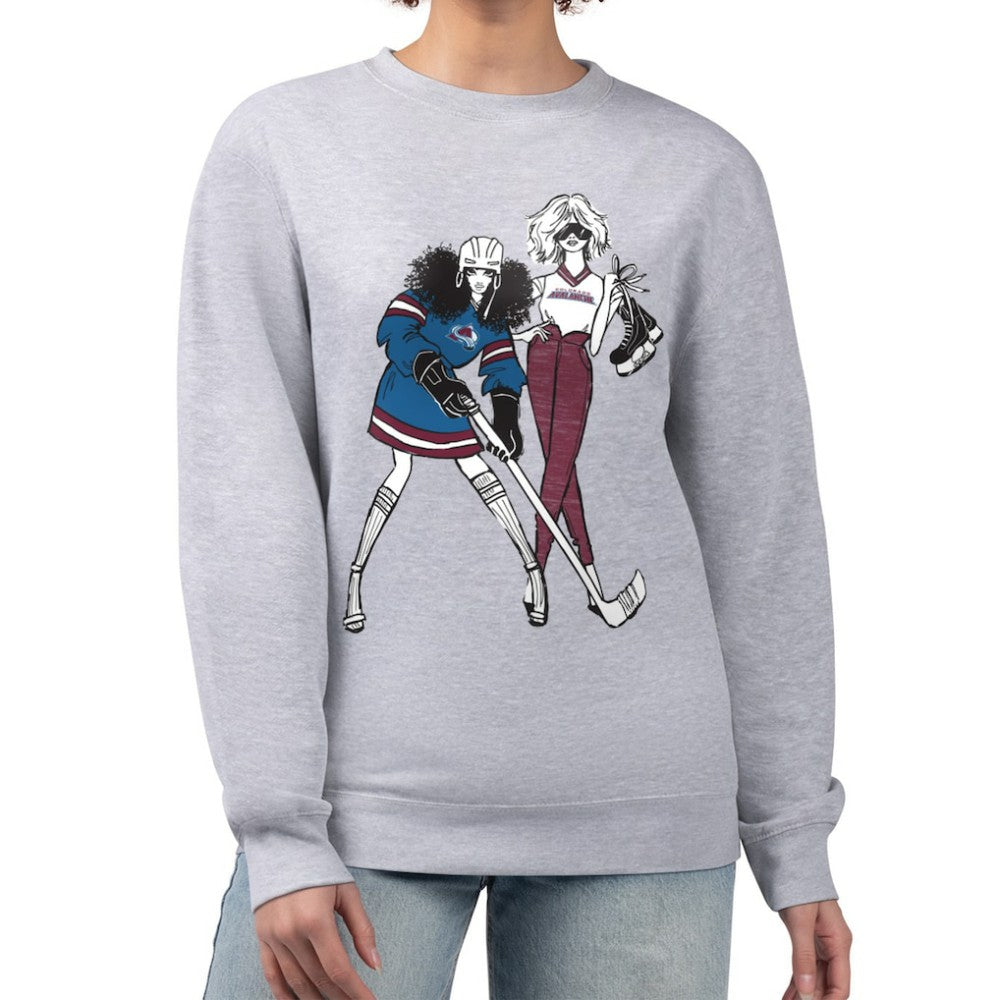 Colorado Avalanche - G-III 4Her by Carl Banks Women's Hockey Girls Team Graphic Fleece Pullover Sweatshirt Heather Gray