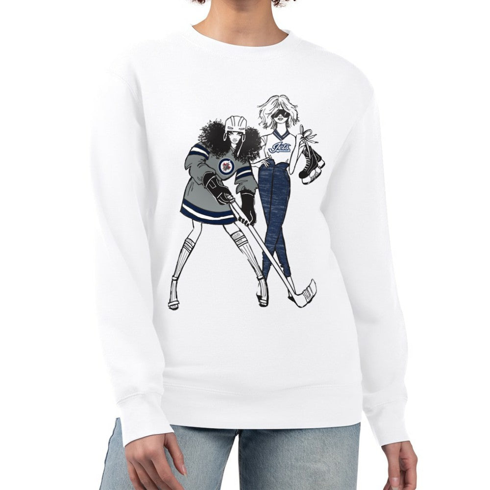 Winnipeg Jets - G-III 4Her by Carl Banks Women's Hockey Girls Team Graphic Fleece Pullover Sweatshirt White