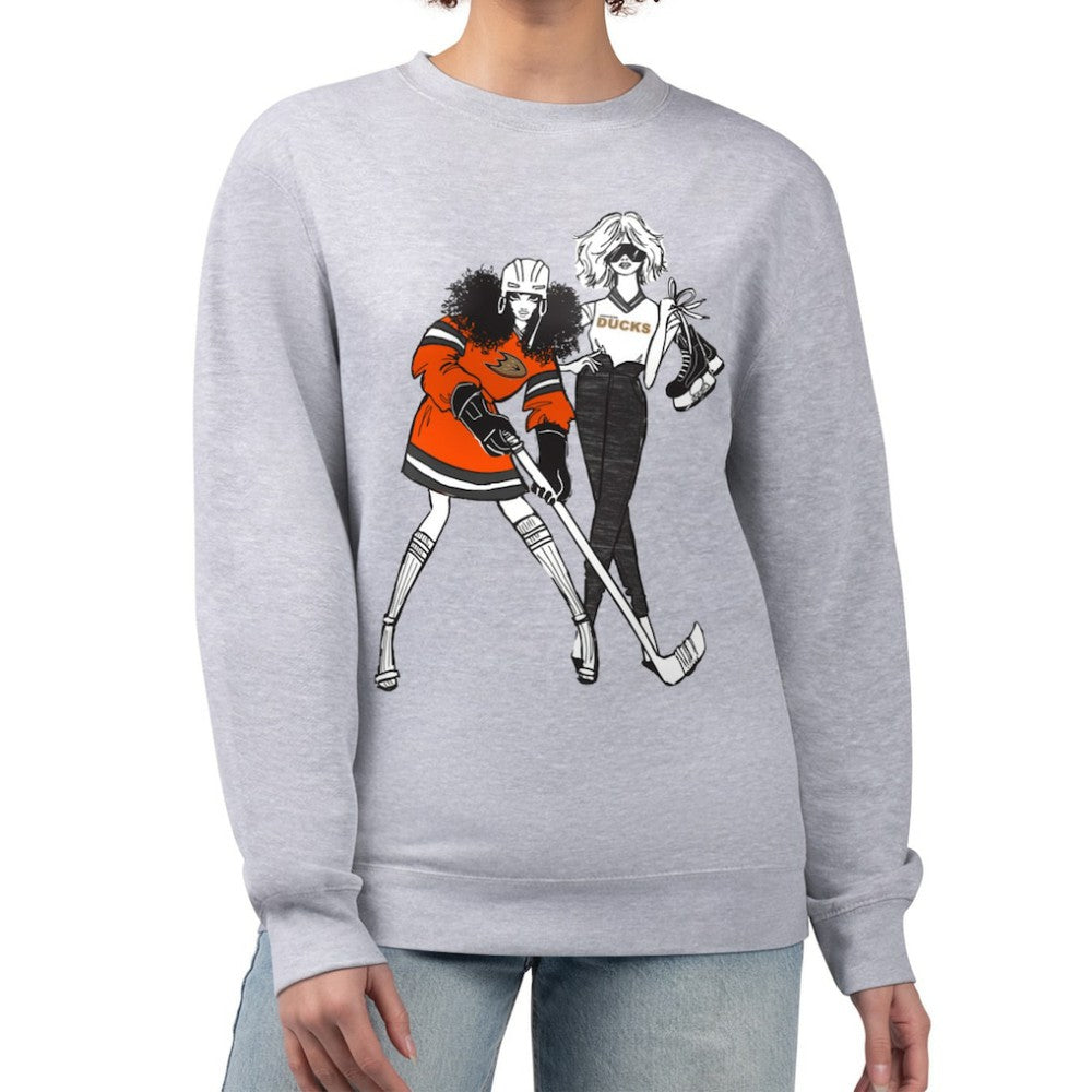 Anaheim Ducks - G-III 4Her by Carl Banks Women's Hockey Girls Team Graphic Fleece Pullover Sweatshirt Heather Gray