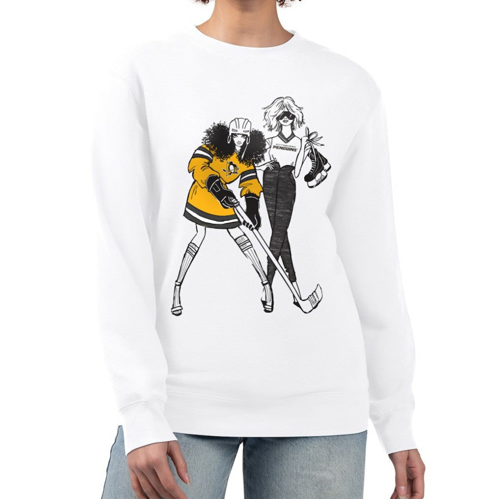 Pittsburgh Penguins G-III 4Her by Carl Banks Women's Hockey Girls Team Graphic Fleece Pullover Sweatshirt White