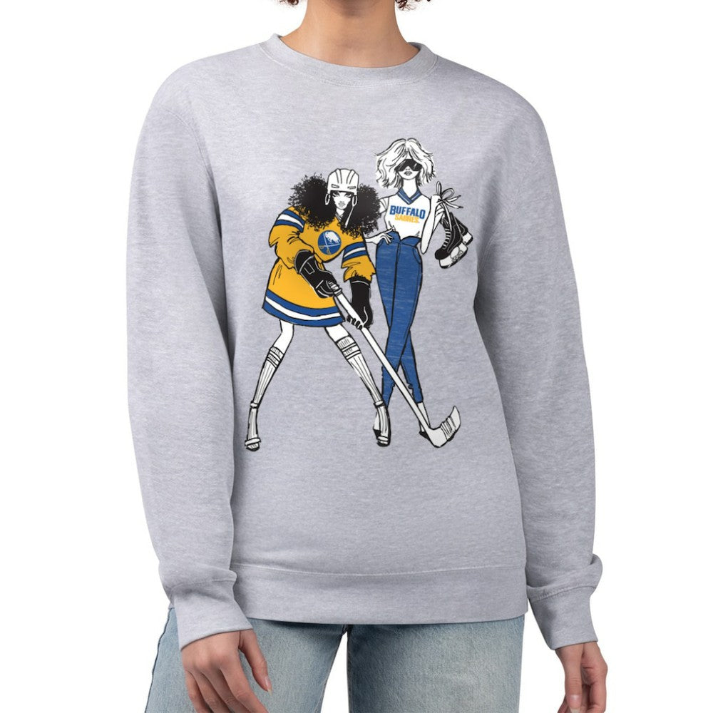 Buffalo Sabres - G-III 4Her by Carl Banks Women's Hockey Girls Team Graphic Fleece Pullover Sweatshirt Heather Gray