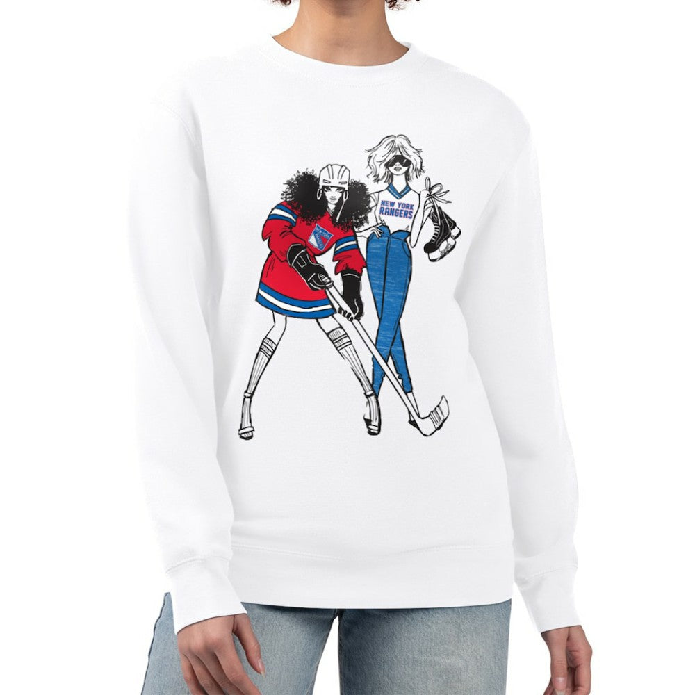New York Rangers G-III 4Her by Carl Banks Women's Hockey Girls Team Graphic Fleece Pullover Sweatshirt White
