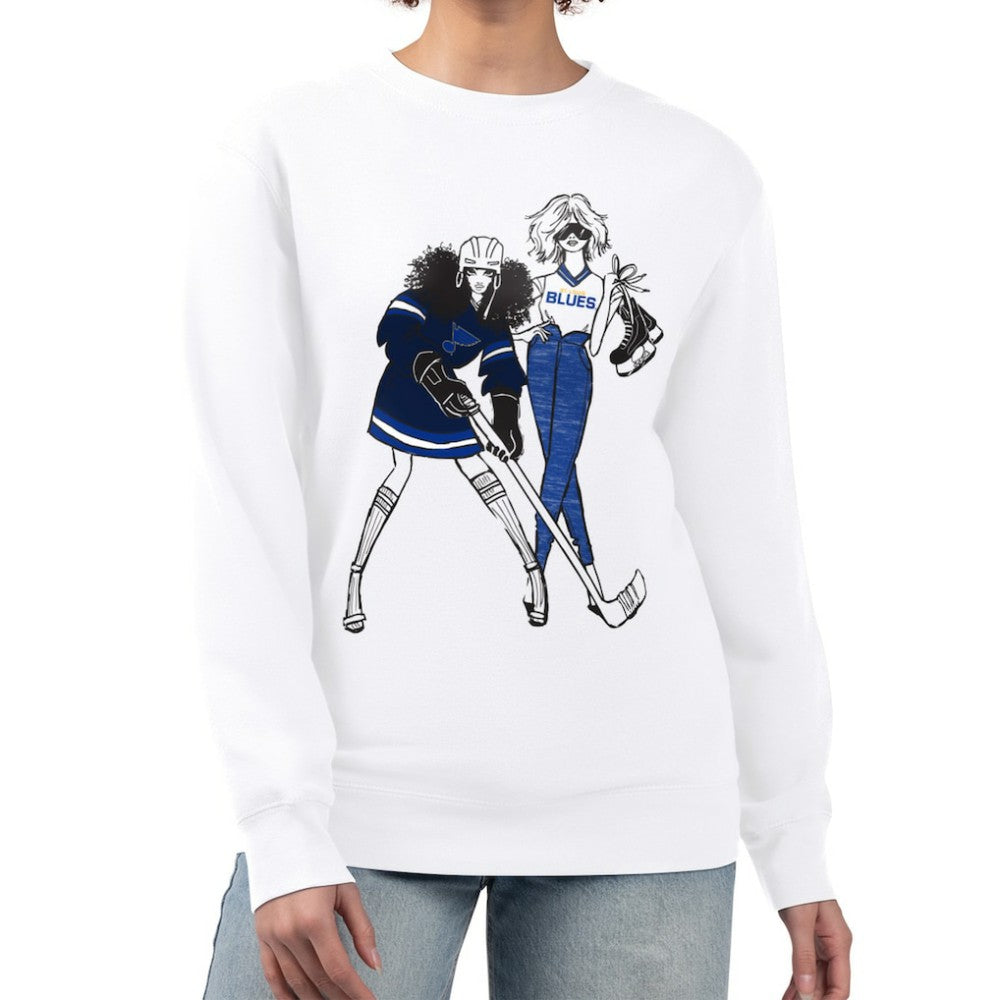 St. Louis Blues - G-III 4Her by Carl Banks Women's Hockey Girls Team Graphic Fleece Pullover Sweatshirt White