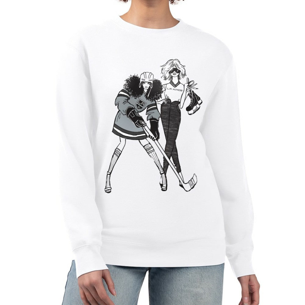 Los Angeles Kings - G-III 4Her by Carl Banks Women's Hockey Girls Team Graphic Fleece Pullover Sweatshirt White