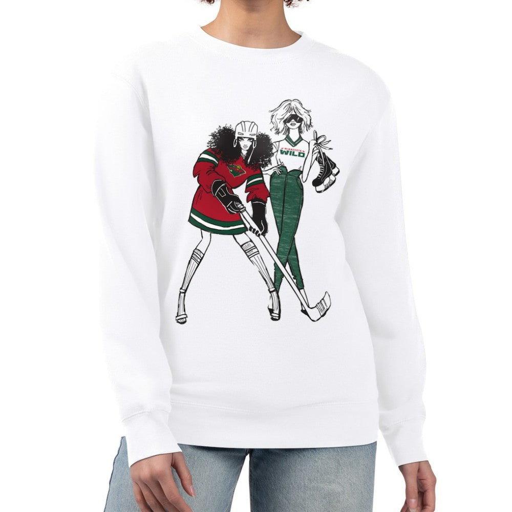 Minnesota Wild - G-III 4Her by Carl Banks Women's Hockey Girls Team Graphic Fleece Pullover Sweatshirt White