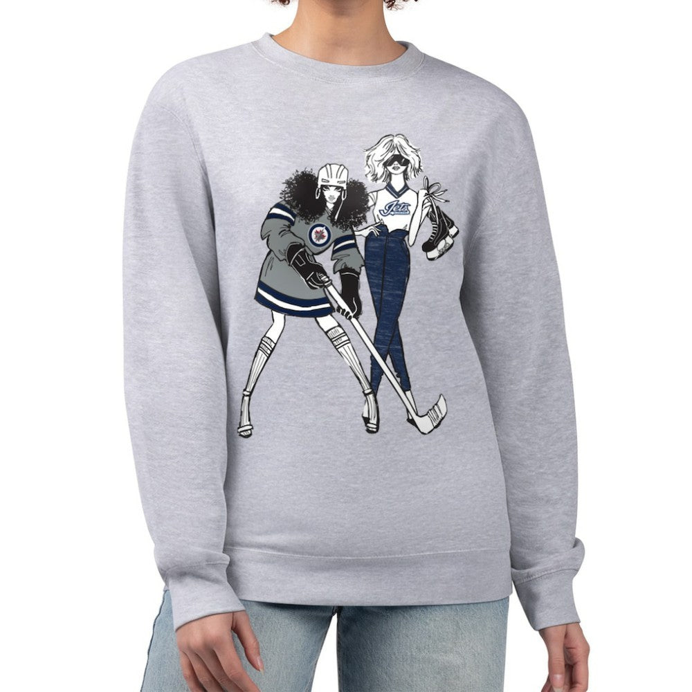 Winnipeg Jets - G-III 4Her by Carl Banks Women's Hockey Girls Team Graphic Fleece Pullover Sweatshirt Heather Gray