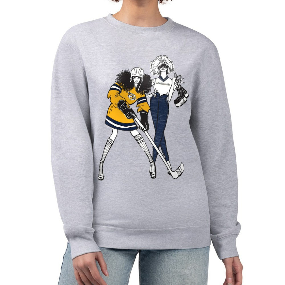 Nashville Predators - G-III 4Her by Carl Banks Women's Hockey Girls Team Graphic Fleece Pullover Sweatshirt Heather Gray