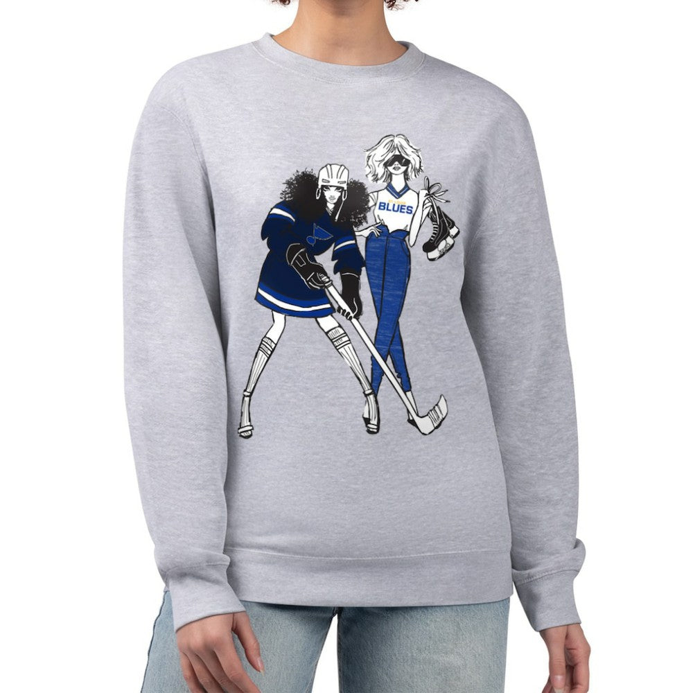 St. Louis Blues - G-III 4Her by Carl Banks Women's Hockey Girls Team Graphic Fleece Pullover Sweatshirt Heather Gray