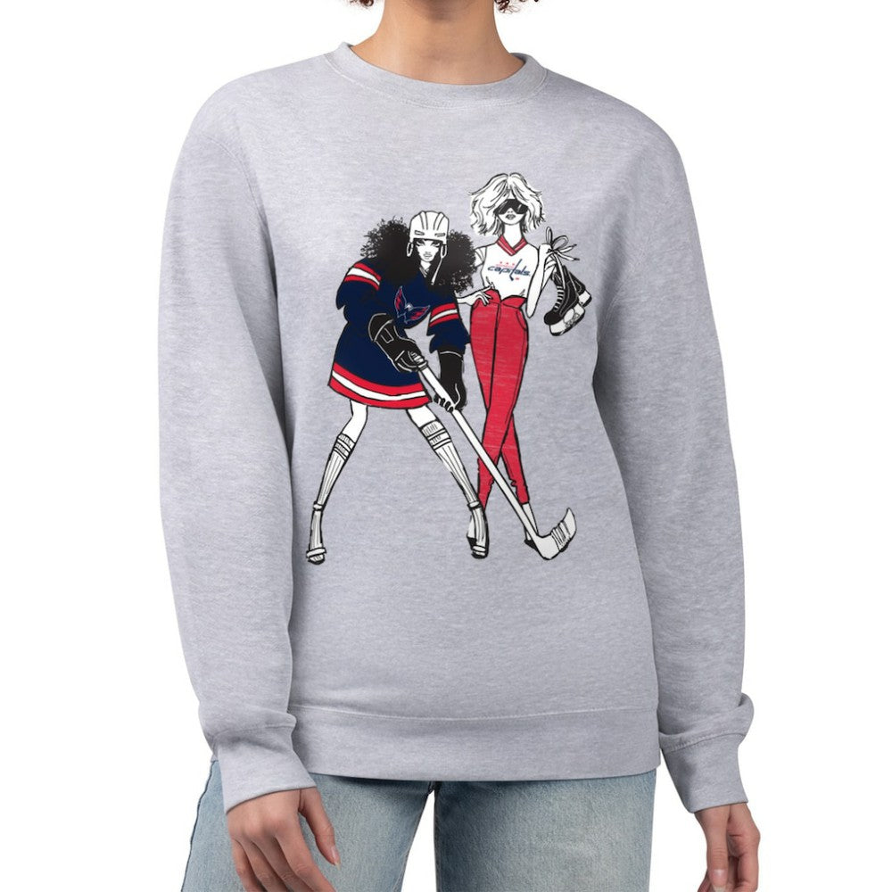 Washington Capitals G-III 4Her by Carl Banks Women's Hockey Girls Team Graphic Fleece Pullover Sweatshirt Heather Gray