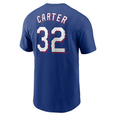 Evan Carter Texas Rangers Nike Fuse Name & Number T-Shirt On Sale