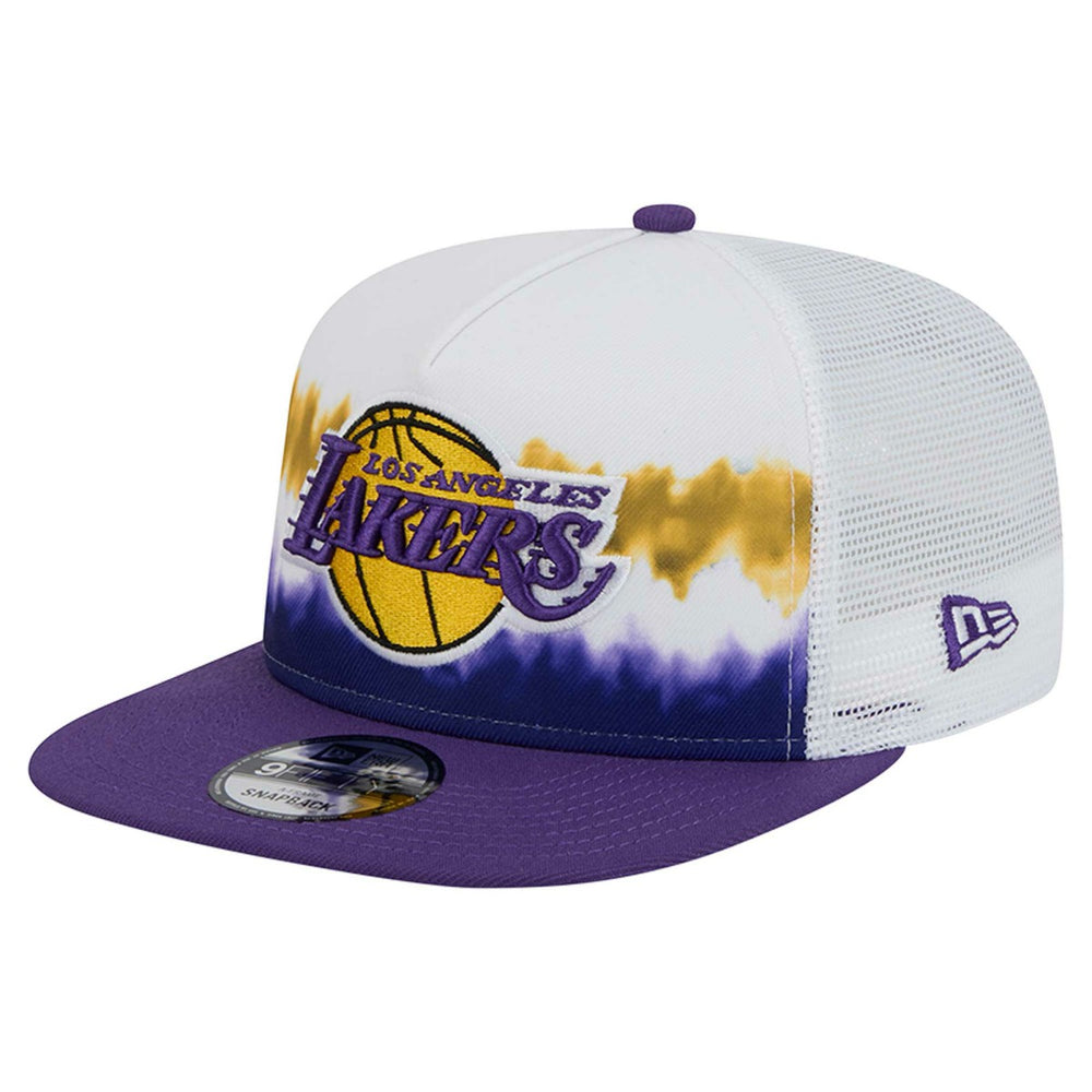 New Era - Los Angeles Lakers Dip-Dye 9FIFTY A-Frame Trucker Snapback Hat - White/Purple