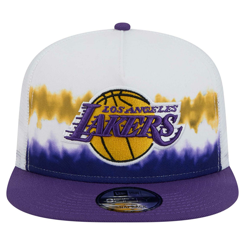 New Era - Los Angeles Lakers Dip-Dye 9FIFTY A-Frame Trucker Snapback Hat - White/Purple
