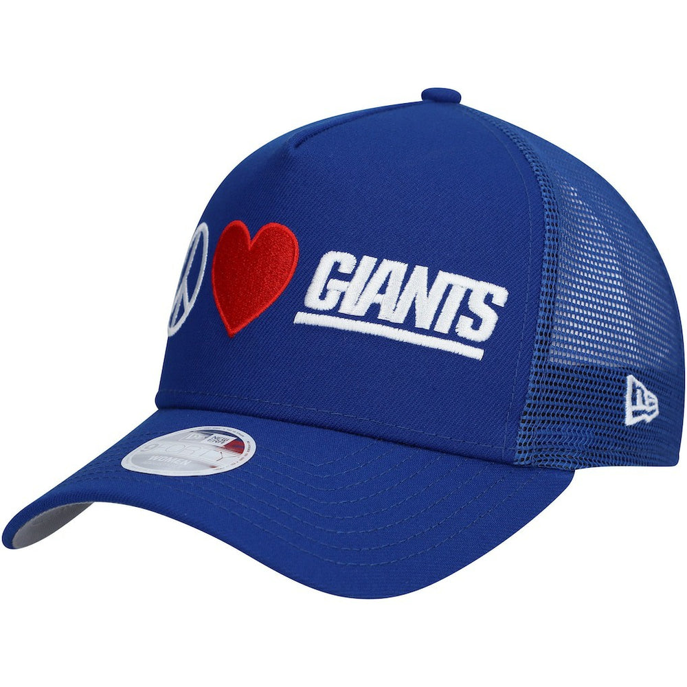 New York Giants New Era Women's Peace & Love Trucker 9FORTY Adjustable Hat Royal - NFL