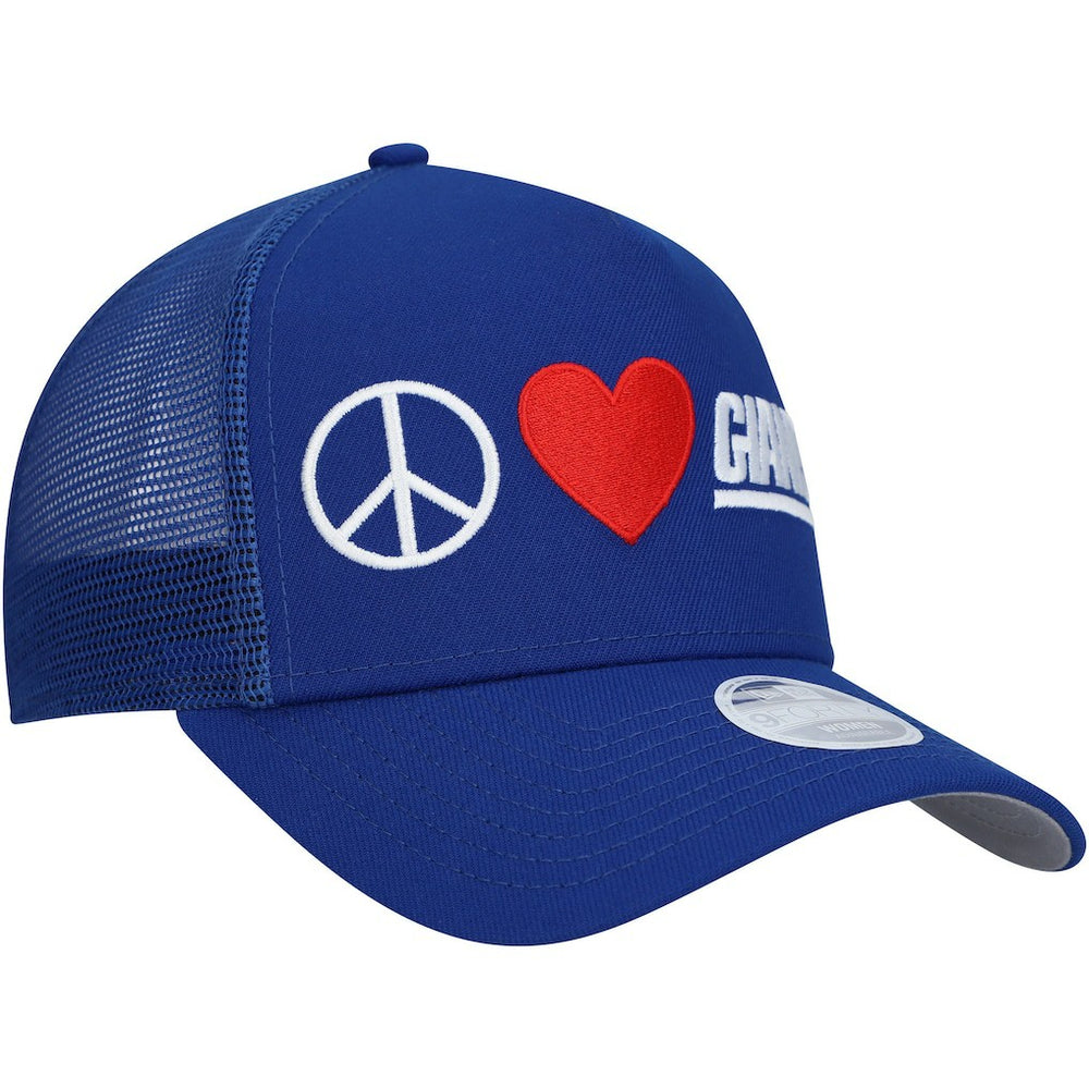 New York Giants New Era Women's Peace & Love Trucker 9FORTY Adjustable Hat Royal - NFL